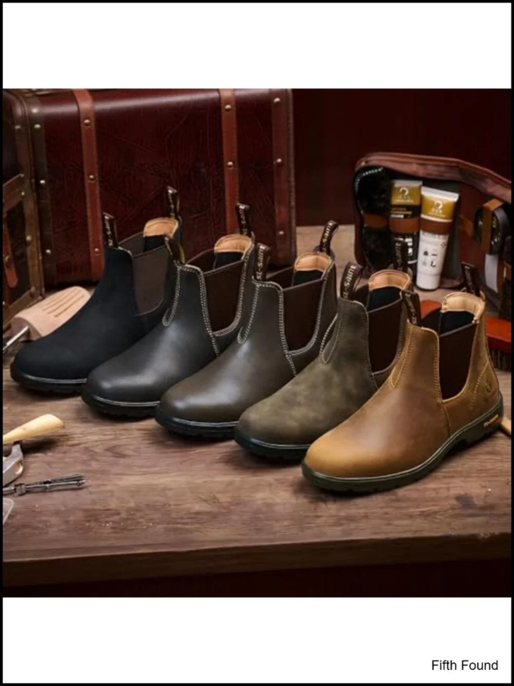 Men's Classic Chelsea Boots Ankle Slip On Full Grain Leather Casual Lightweight